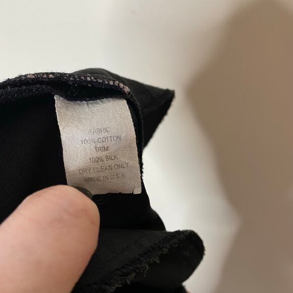 Y2K REBECCA TAYLOR Black Pink Trim Cotton Silk Pleated Trousers Size 6 - Picture 5 of 8